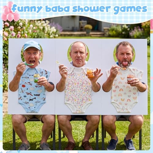 Outus 3 Sets Feed Me Baby Shower Games for Large Groups, Baby Clothes, Kt Boards, Blindfolds, 60 Adhesive Tape, Funny Hilarious Gender Reveal Activity for Guests Party Supplies (Classic) - Image 5