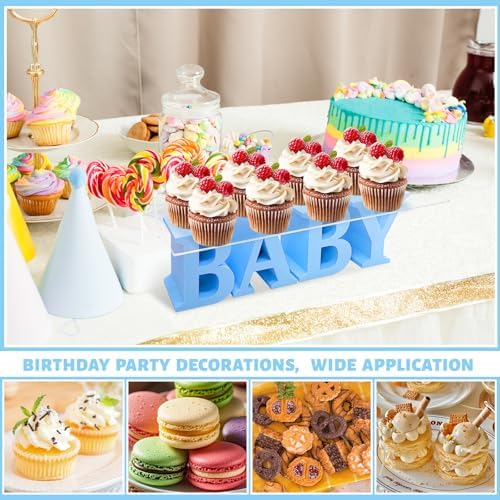 Baby Shower Cupcake Stand,BABY Acrylic Clear Cupcake Holder,Gender Reveal Cupcake Stand,Treat Stands for Dessert Table Display Set,Baby Shower Decorations,Cake Stands for Baby Shower,Birthday Party (Blue) - Image 6