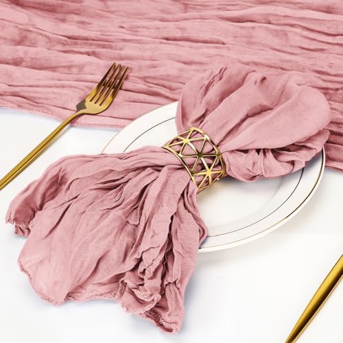 Cupuamon 100 Pack Cheesecloth Napkins 20x20 Inch Dinner Table Napkins Boho Washable Rustic Gauze Napkins Bulk for Wedding Bridal Baby Shower Party Decor (Dusty Pink) - Image 5