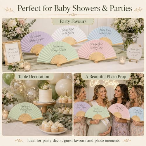 10-200 PCS Personalised Folding Fan Bulk,Custom Paper/Fabric Fan for Party - Image 5
