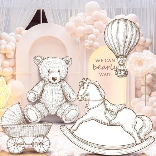 Eaasty 4 Pcs Neutral Bear Baby Shower Cutouts, Large Animal Stand-ups Decor by Eaasty
