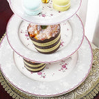 fanquare 3 Tier Pink Rose Porcelain Round Cupcake Stand - Image 3