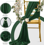 Horbaunal 12 Pack Dark Green Chiffon Table Runners 10FT, 29x120 Inches - Image 4
