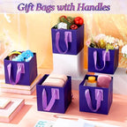 Windyun 50 Pcs Mini Paper Gift Bags with Handle 6 x 6 x 6'' Square Small Favor Bag with DIY Thank You Tag for Christmas Birthday Wedding Bridal Shower Bridesmaid Graduation Party (Purple) - Image 6