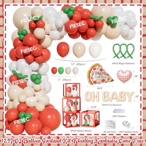 Special Delivery Pizza Baby Shower Decorations, Slice Slice Baby Party Decoration with Balloon Arch Boxes Italian Pizzeria Theme Backdrop Tablecloth Cake Cupcake Toppers Poster Sash Badge - Image 4