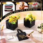 Windyun 50 Pcs Mini Paper Gift Bags with Handle 6 x 6 x 6'' Square Small Favor Bag with DIY Thank You Tag for Christmas Birthday Wedding Bridal Shower Bridesmaid Graduation Party (Black) - Image 5