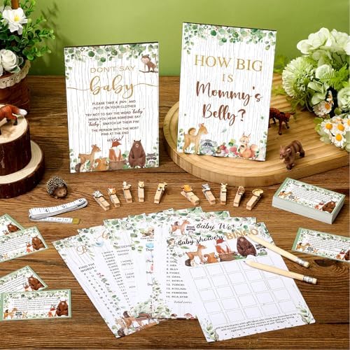 Funnymoom 426 Pcs Woodland Baby Shower Games, 8 Activity Cards with Bingo - Image 2