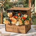 OurWarm Personalized Wedding Card Box with Names & Date Laser-Cut Engraving by OurWarm