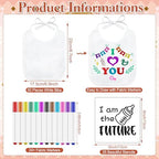Panitay 100 Pcs DIY Baby Bibs Decorating Kit 50 White Bibs 25 Stencils 24 Markers 1 Baby Shower Game Sign - Image 2
