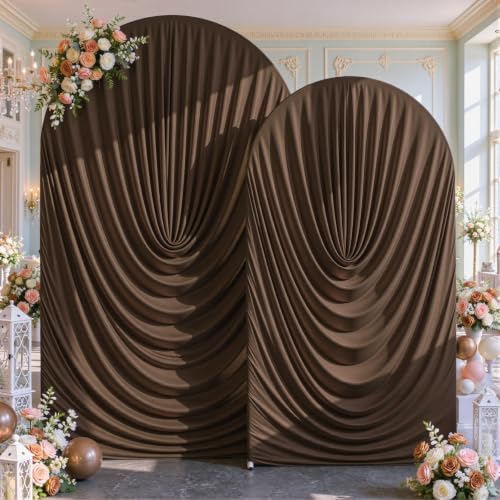 Brown Wedding Arch Backdrop Cover 7.2ft and 6ft Draped Arch Covers Stretchy Backdrop Spandex Balloon Arch Covers for Bridal Shower Baby Shower Engagement Photography Birthday Party Decorations by Tao-GePartyDecorations
