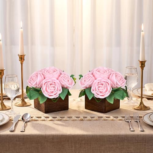 Pink Dining Table Centerpiece Set of 6, Pre-Made, Wooden Box - Image 4