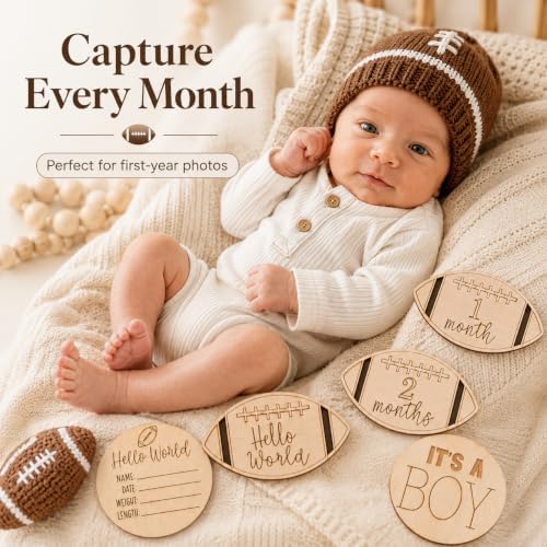 Wooden Monthly Milestone Cards – Set for Baby Photos – Newborn Milestone Discs – Engraved Wooden Baby Age Markers for Monthly Growth Photos – Perfect Baby Shower Gift - Image 3