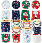 Roshtia 60 Pack 16 oz Paper Food Containers with Lids Ice Cream Pint Containers Soup Cups Freezer Microwave Safe for Desserts Yogurt Party Supplies(Christmas) by Roshtia