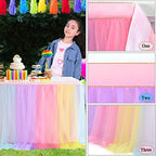 Suppromo Rainbow Table Skirt for Birthday Party 6ft Unicorn Tulle Tutu Table Skirt for Baby Shower Girl Boy Gender Reveal Rainbow Tablecloth Desk Skirt for Unicorn Party Decorations(L6(ft) H 30in) - Image 6