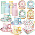 SUMMORO 180 Pcs Disposable Paper Tea Cups and Plates with Napkins, 9 OZ by SUMMORO