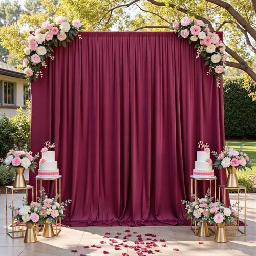 30ftx15ft Burgundy Backdrop Curtains for Parties, Wrinkle Free Polyester Burgundy Photo Backdrop Drapes 6 Panels 15 ft Long Back Drop Cloth for Wedding Birthday Photography Background Party - Image 7
