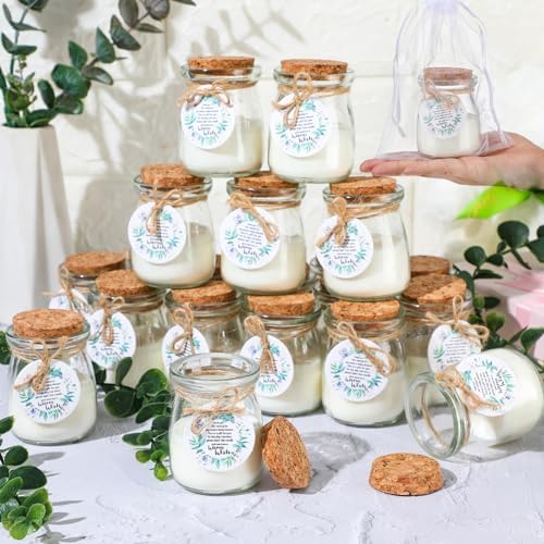 Threlaco 20 Pcs Leaf Baby Shower Favor Candle Glass Jar by Threlaco