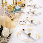 Nervure 175Pcs Clear Gold Plates, Disposable Party Plates for 25 Guests - Image 6
