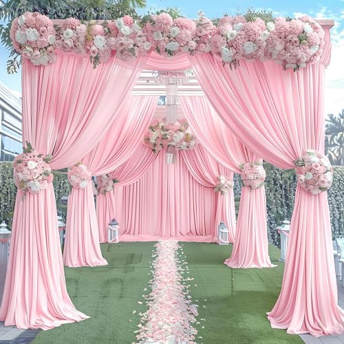 40x10FT Baby Pink Backdrop Curtains for Wedding Parties, Wrinkle Free Polyester Photography Backdrop Drapes for Wedding Baby Shower Birthday Parties Stage Background Stand Decorations 4x10ft,10 Panels - Image 6
