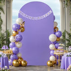6.6FT Lavender Arch Backdrop Cover - Polyester Fitted Wedding Arch Stand Covers Round Top Chiara Arch Backdrop Cover for Birthday Party Banquet Photo Background Decoration - Image 6