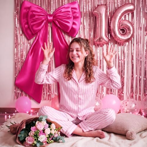 Sosation Hot Pink Large Bow Decor Big Bow for Backdrop 24x43 in - Image 6