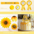 Bee Baby Shower Decorations for Boy or Girl – 111PCS Honey Bee Theme Party Supplies with Backdrop, Balloon Garland, Tablecloth, Boxes, Sash and Badges - Image 4
