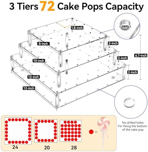 AENTGIU Cake Pop Stand, 72 Holes Lollipop Display Holder for Cake pop Stick - Image 3