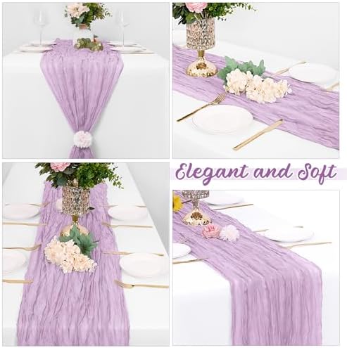 16 Pack Lavender Cheesecloth Table Runners 20x120 Inch Gauze Table Runner Cheese Cloth 10FT Lavender Table Runner Rustic Sheer Runner for Wedding Baby Shower Birthday Party Table Decor - Image 4