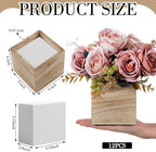 Suzile 12 Set Wooden Box Centerpiece, 4 Inch Square Planter Vase - Image 2