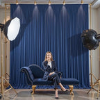8 Panels Navy Blue Backdrop Curtains - Wrinkle Free Fabric Backdrop Curtain for Photoshoot, 10FT Wedding Party Photo Backdrop Drapes for Birthday Baby Shower Photography Stage Background Decorations - Image 4