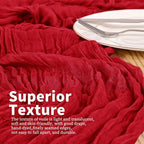 20 Pack Red Table Runner 17 x 108inch Cheesecloth Table Runner Rustic Boho Gauze Sheer Fabric Cheese Cloth Table Runners for Wedding Party Bridal Baby Shower Birthday Spring Table Decor - Image 2