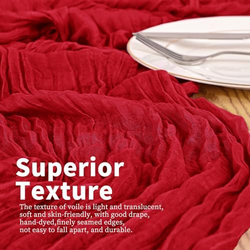 20 Pack Red Table Runner 17 x 108inch Cheesecloth Table Runner Rustic Boho Gauze Sheer Fabric Cheese Cloth Table Runners for Wedding Party Bridal Baby Shower Birthday Spring Table Decor - Image 2