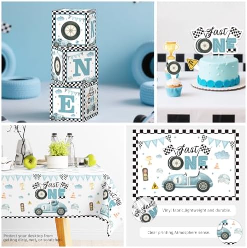 256pcs Blue Fast One Birthday Decorations for Boys, Serves 20 Guests - Image 6