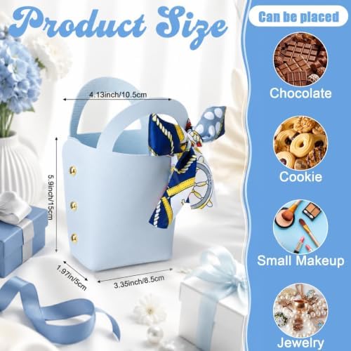 Kacctyen 30pcs Samll Purse Gift Bags PU Leather Purse Party Favors, Blue - Image 2