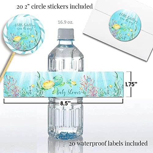 Amanda Creation Sea Turtle Baby Shower Bundle for 20, Little Hatchling Invitations, Diaper Raffle, Book Request Cards, Stickers & Labels - Image 6