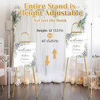 42"-63" Adjustable Gold Easel Stand for Wedding Sign Heavy Duty Metal Easel - Image 2