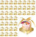 Thenshop 50 Pcs Clear Cupcake Boxes Individual 3.5 Inch, Gold by Thenshop