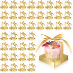 Thenshop 50 Pcs Clear Cupcake Boxes Individual 3.5 Inch, Gold by Thenshop