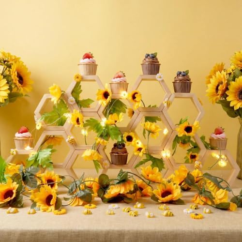 14 Pcs Mini Honeycomb Cupcake Stands,Wood Hexagon Display Holder by Prospura