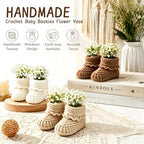 6 Sets Baby Shower Centerpieces,Crochet Knitted Baby Booties Table Decorations With Artificial Flowers Bulk DIY Boho Rustic Decor for Gender Reveal Party - Image 4