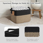 Goodpick 50L Large Woven Storage Basket for Organizing, Black & Jute - Image 3