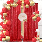 Red Sequin Backdrop 4 Panels 2FTx8FT Christmas Party Backdrop Curtains - Image 3