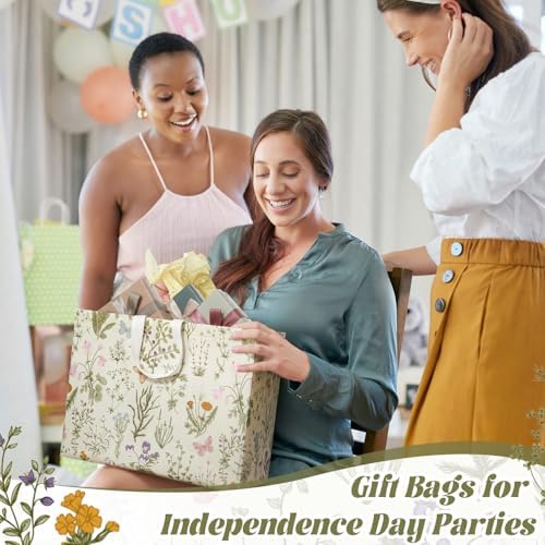 Landhoow 24 Pack Wildflower Gift Bags Floral Party Favor Totes, Wildflower - Image 3