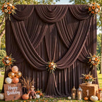 10ft x 10ft Brown Backdrop Curtains, 2 Panels Brown Drapes for Backdrop by LittleFunny