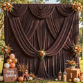 40ft x 10ft Brown Backdrop Curtains, 8 Panels Brown Drapes for Backdrop by LittleFunny