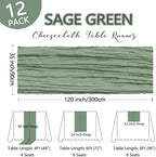 12 Pack 35 x 120 Inch Sage Green Table Runner Cheesecloth - Image 2