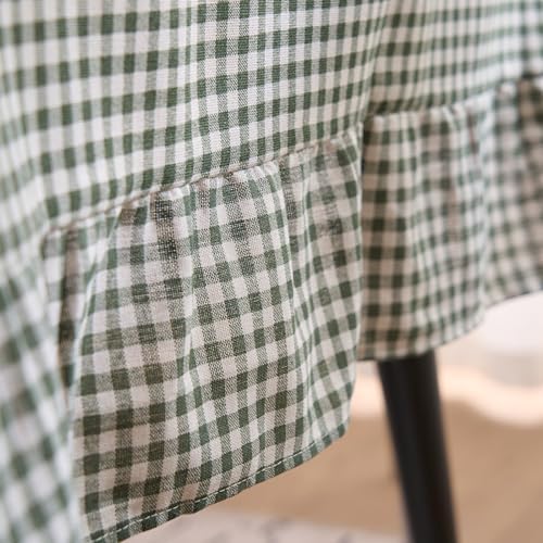 vctops Farmhouse Green Plaid Ruffle Table Cloth, Boho Cotton Linen Tablecloth, Washable Table Cover for Rectangle Table Baby Shower Kitchen Party Wedding Decor (Grey Green,55"x118") - Image 6