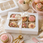 Zealax Bakery Boxes with Window and Dividers Cookie Packaging Small Treats for Gift Giving, Macaron Treat Boxes for Mini Cupcakes, Chocolate Covered Strawberries, White, 30 Pack, 9x6x2.5 Inch - Image 3