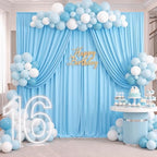 20ft x 10ft Baby Blue Backdrop Curtains for Parties, 4 Panels 5×10ft Soft Silky Polyester Photo Backdrop Drapes for Weddings Birthday Party Photography Baby Shower Home Decorations - Image 3