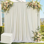 20ft x 8ft Wrinkle Free Ivory Backdrop Curtain for Parties, 4 Panels 5x8ft Silky Polyester Ivory Wedding Backdrop Drapes Photo Back Drop Cloth for Birthday Baby Shower Photography Background by ENJOYYOURPARTY